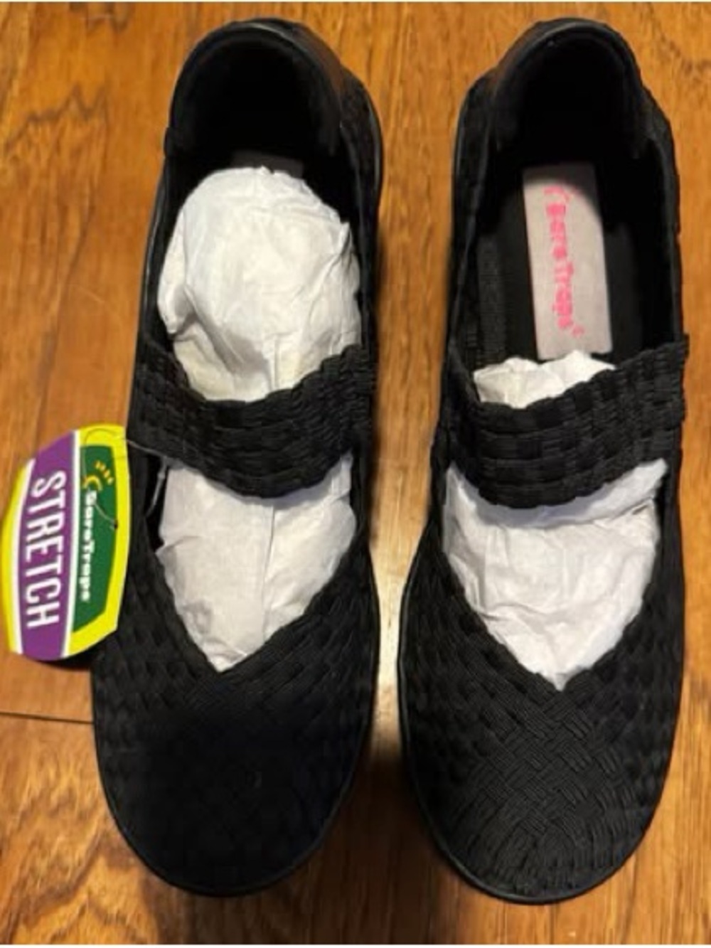 BareTraps Black Woven Mary Jane Wedge Shoes